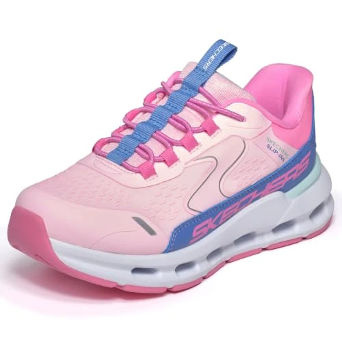 Zeitlich begrenztes Angebot: Skechers Mädchen Glide-Step + Vista Lane Slip-InTurnschuhe, Pink Synthetic/Blue Trim, 27.5 EU von 59.95 € auf 43.23 € (28% Rabatt)