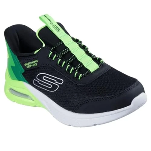 Skechers Baskets Microspec Max Brisk-Stripe pour garçon, Noir, 3.5 UK Child