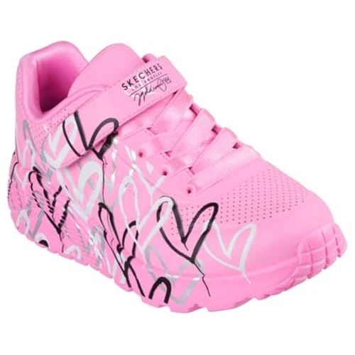 Skechers Jumpsters 2.0 Butterfly Flush para niña, Rosa Intenso sintético Multi Trim, 1 UK Child