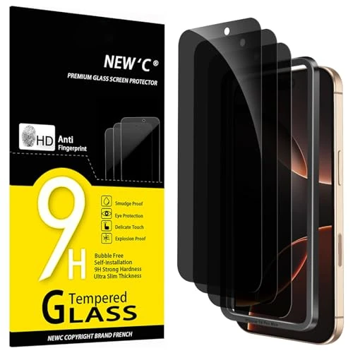 Offerta a tempo: NEW'C 3 Pezzi, Pellicola Protettiva Privacy per iPhone 17 Pro Max, iPhone 16 Pro Max (6,9 Pollici) vetro Temperato Anti-Spionaggio - Strumento di facile installazione incluso - 32% da 12.99 € a 8.89 €
