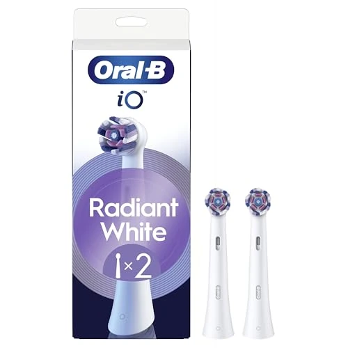 Oral-B Radiant White iO Series,Genuine Round Brush Brushes, Deep Plate Disposal, x2