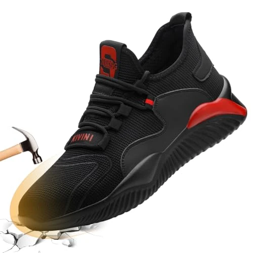 Offerta a tempo: Scarpe Antinfortunistiche Uomo Scarpe da Lavoro Donna Scarpe Sicurezza con Punta in Acciaio Comodo Antiscivolo Rosso 45EU - 0.0% da 15.99 € a 15.99 €