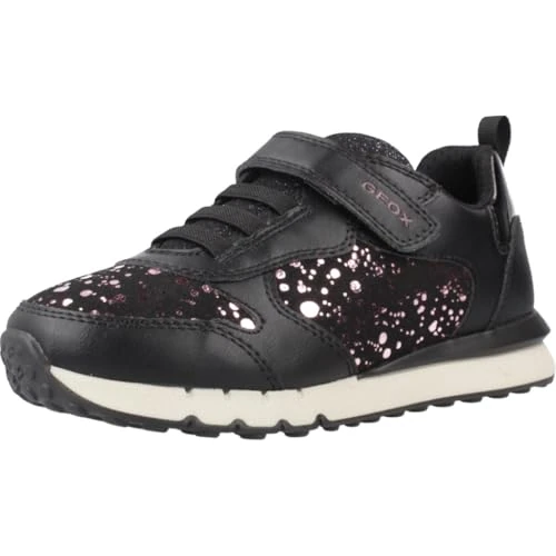 Geox J FASTICS Girl Sneaker, Nero/Viola, 35 EU, Nero/Viola, 35 EU
