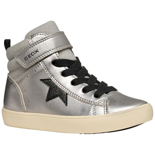 Offerta a tempo: Geox Ragazza J Gisli Girl Sneaker, Dk Silver Black, 32 EU - 0% da 38.47 € a 38.47 €