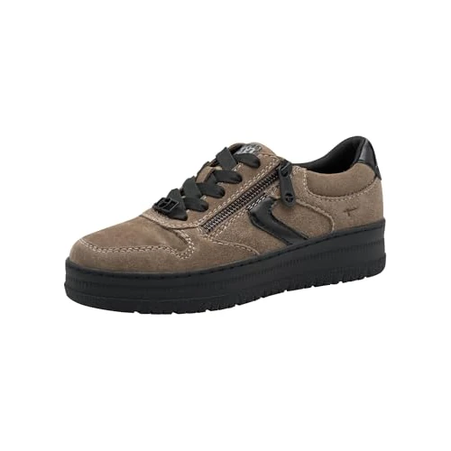 Zeitlich begrenztes Angebot: Tamaris Comfort Damen Sneaker flach zum Schnüren mit Reißverschluss, Braun (Taupe), 38 EU von 79.95 € auf 79.95 € (0.00% Rabatt)