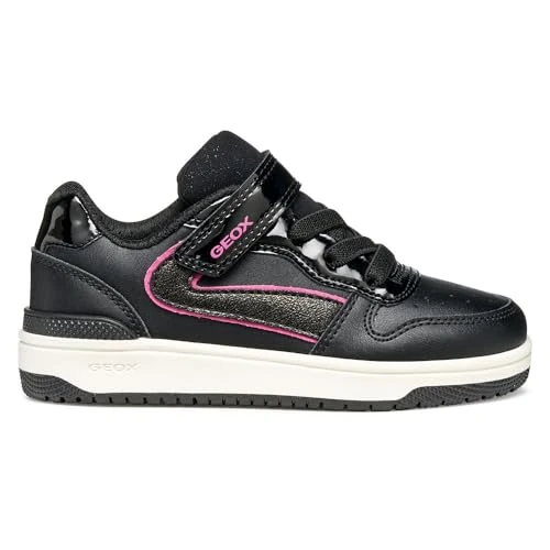 Geox J WASHIBA Girl Sneakers, czarne/fuksja, 38 EU, Black fuksja, 38 EU