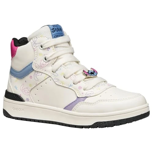 Limited-time offer: Geox J WASHIBA Girl Sneaker, White/Multicolor, 2.5 UK from 54.99 GBP to 54.99 GBP (save 0%)