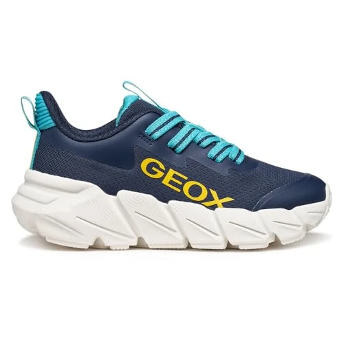 Geox J FLEXYPER Fast Boy Sneaker, Navy/LT Blue, 34 EU, Azul Marino., 34 EU