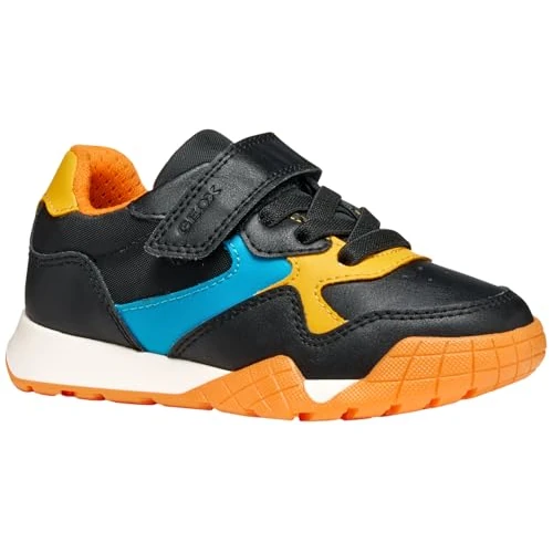 Geox J Rann-e Boy, Scarpe da Ginnastica, Black Watersea, 38 EU