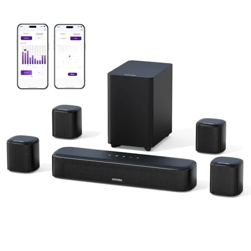 Limited offer: ULTIMEA 5.1ch Sound Bar with Subwoofer, Home Theater Virtual Surround Sound System for TV, Soundbar with App Control, 2 Surround Speakers, Opt/AUX, Peak Power 250W, Aura A30 from 169.99 EUR to 144.49 EUR (save 15%)
