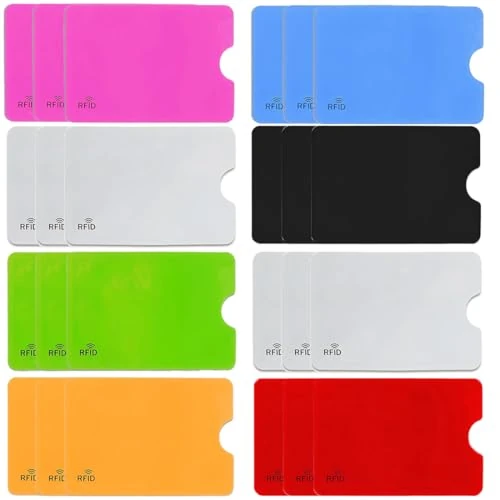 COYUN 24Pcs Protector Tarjetas Credito, Funda Tarjeta Credito, Fundas de Bloqueo RFID, Funda para Tarjeta de Crédito Antipiratería, para Mujeres y Hombres para Bloqueo NFC/RFID