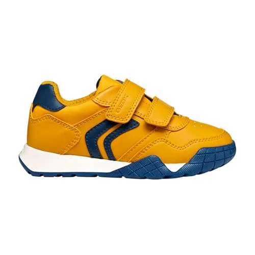 Geox J RANN-E Boy Sneaker, geel/marineblauw, 33 EU, Geel navy, 33 EU