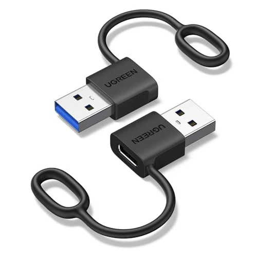 Offre limitee: UGREEN Adaptateur USB vers USB C 3.2 10Gbps Lot de 2 Convertisseur Type C Femelle vers Type A Mâle 18W Charge avec Manchon Anti-Perte Compatible avec iPhone 16 15 14 Plus Pro Max MacBook iPad Air de 9.99 EUR a 9.99 EUR (economie 0%)