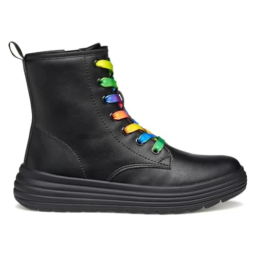 Geox J Phaolae Girl, Bota de Tobillo, Negro, Multicolor, 28 EU