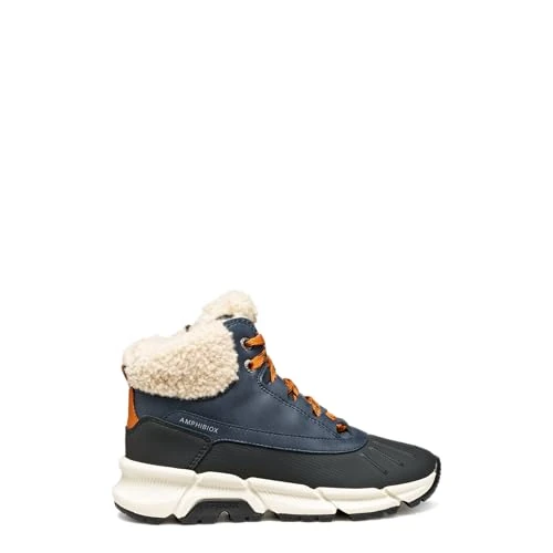 Tijdelijke aanbieding: Geox J FLEXYPER Plus Boy enkellaars, marineblauw/donker oranje, 33 EU, Navy Dk Orange, 33 EU van 58.45 € naar 58.45 € (0.00% korting)