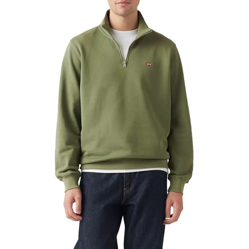 Offre limitée : Levi's Sweat-Shirt à Fermeture éclair 1/4 HM pour Homme, Moss Olive 0908736, S de 47.66 € à 47.66 € (0.00% de remise)
