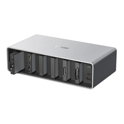 Lexar Professional Workflow HR2 Hub Thunderbolt 2 con Baia a 6 Moduli, Trasferimento Dati Ultra-Veloce per Lettori di Schede e SSD Lexar Workflow, Compatibile con Mac e PC, Corpo in Alluminio