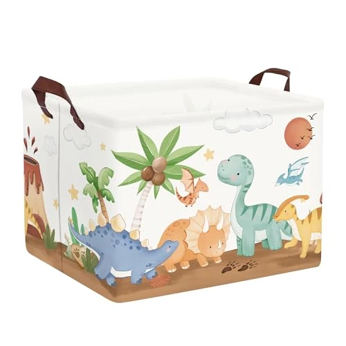 Limited offer: Dinosaurs Baby Laundry Hamper Collapsible Clothes Kids Storage Basket Palm Tree Large Boys Girls Gift Toy Box Bin for Nursery Room, Brown, 36L from 12.99 EUR to 12.34 EUR (save 5%)