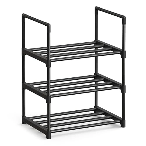 Limited-time offer: SONGMICS 3-Tier Shoe Rack, Metal Shoe Storage Organiser Fits 4 to 8 Pairs from 10.99 £ to 8.39 £ (save 24%)