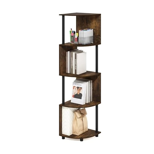 Offerta a tempo: Furinno ECON scaffale angolare, a 4 ripiani libreria angolare, scaffali contenitivi a zigzag, scaffale espositivo, libreria, per organizzazione e contenimento, soggiorno, ufficio domestico, Pino ambra - 0.00% da 65.92 € a 65.92 €
