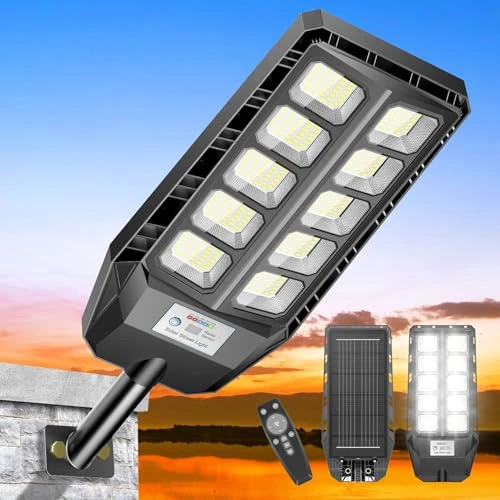 2026 Nuovo modello Lampione Solare Led Esterno con Telecomando, IP66 Impermeabile Lampada Stradale Solare con Sensore di Movimento,Super Bright Lampioni da Giardino Esterno Solari per Garage