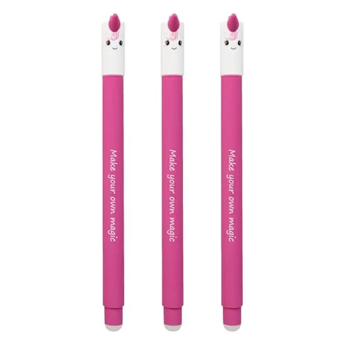 Eberhard Faber 599036 - Rollerball Pen Erasable Unicorn, 3 Animal Erase It Pens, Gel Pen Blue 0.7 mm