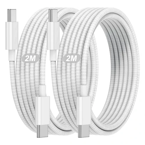 Câble USB C pour iPhone 16 15, 2 Pack 2M Câble iPhone USB C Charge Tressée Nylon, 60 W Câbles USB Type C 2 mètres Charge Rapide Câble pour Apple iPhone 16 Pro/16 Pro Max/15 Plus/15 Pro Max/iPad Pro