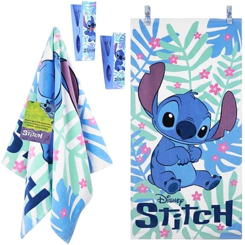 Limitiertes Angebot: Disney Stitch Strandtuch Kinder Duschtuch 70x140 cm Weich Saugstark Schnelltrocknend Badetuch Groß Baumwolle Handtuch Mädchen von 27.99 EUR auf 20.49 EUR (Spare 27%)