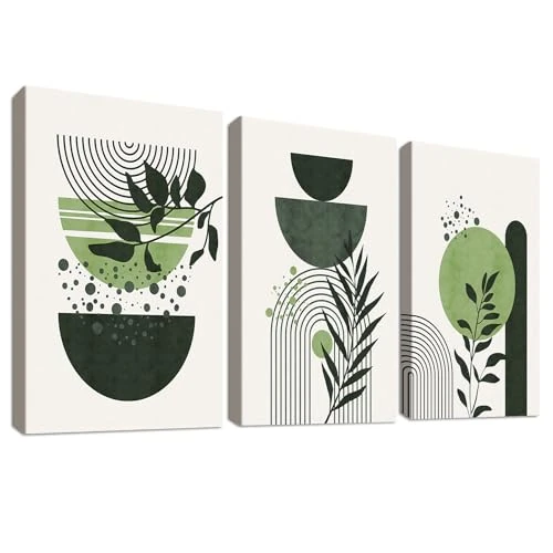 Offre limitée : 3Pcs Cadre en Bois Impression sur Toile Boho Vert Sauge Tableau Affiche Decoration Murale Minimaliste Feuille Soleil Lune Peinture Image Poster Tableau Decoration Murale Salon Chambre 50x70cm x3pcs de 39.99 EUR à 39.99 EUR (remise 0%)