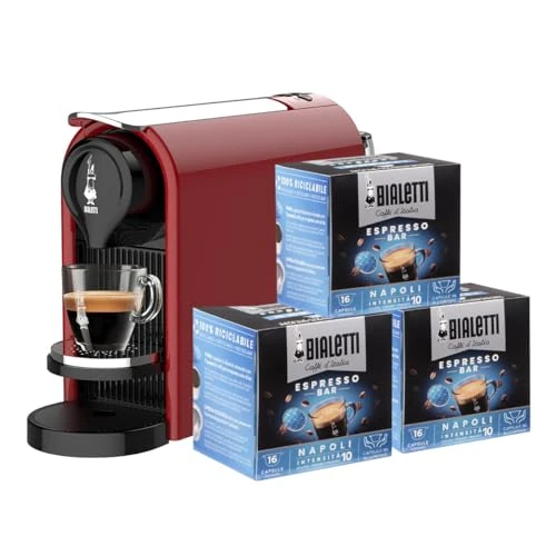 Limited-time offer: Bialetti Gioia PLUS Espresso Coffee Machine for Aluminium Capsules, with 48 Capsules, Works Exclusively with Capsules, Red from 100.00 GBP to 100.00 GBP (save 0%)