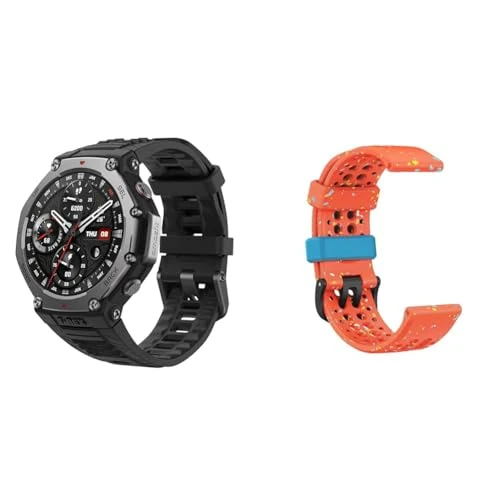 Amazfit T-Rex 3 Outdoor Smartwatch 48mm + Amazfit balance Upcycled Silicone Straps Solaris Orange
