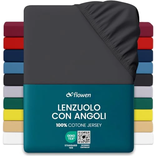 Offerta a tempo: Lenzuola con Angoli Matrimoniale 160x190 cm Grigio Scuro in 100% Puro Cotone per Materasso fino a 30cm Tessuto Anti-Acaro e Traspirante di Alta Qualità Morbido Durevole e Lavabile in Lavatrice - 24% da 24.99 € a 18.99 €