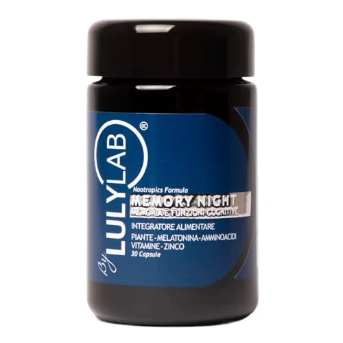 MEMORY NIGHT Integratore Memoria e Sonno Profondo, 30 Capsule con Melatonina 1Mg, Zinco, Vitamine B, Teanina e Giuggiolo, Supporto Cognitivo, Riposo Notturno e Benessere del Sistema Nervoso