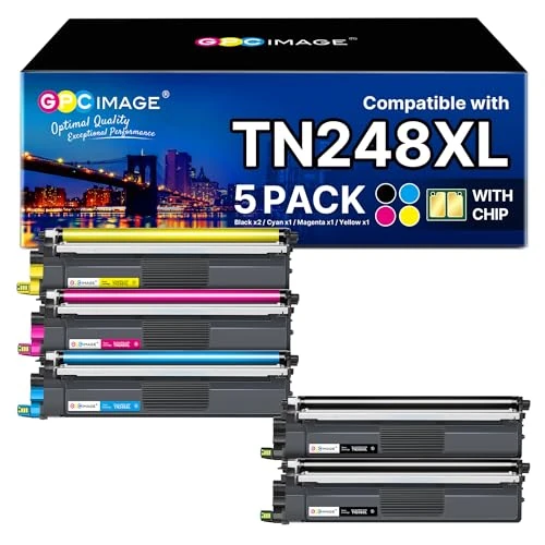 GPC Imgae TN248XL TN248 Toner Compatibili per Brother TN-248 XL TN248CMYK per MFC-L3740CDW L3740CDWE MFC-L3760CDW DCP-L3560CDW DCP-L3520CDW HL-L3240CW HL-L3220CW (Nero Ciano Magenta Giallo, 5-Pack)