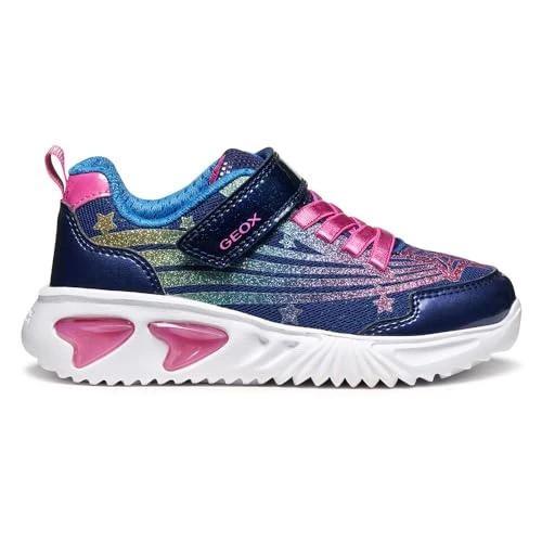 Geox J Assister Girl Sneaker, niebieskie/wielokolorowe, 27 EU, Niebieski, wielokolorowy, 27 EU