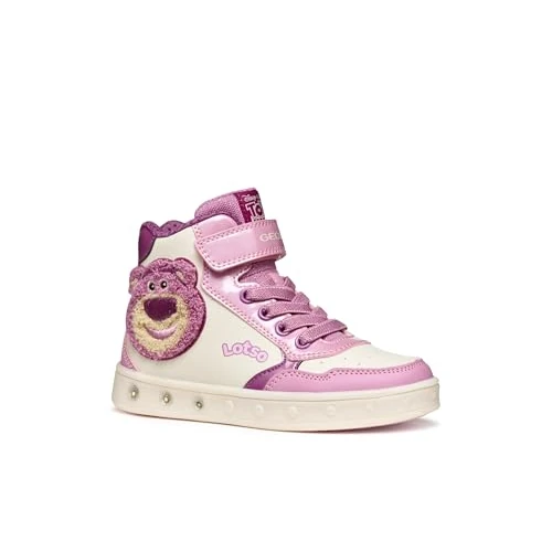 Geox J Skylin Girl Basket, DK Pink Lt Ivoire, 24 EU