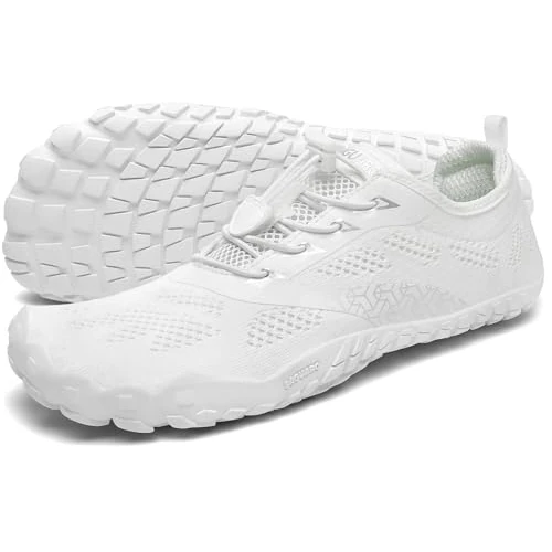 Offerta a tempo: SAGUARO Scarpe Barefoot Minimaliste Uomo Donna Scarpe Multisport per Corsa/Allenamento/Trekking/Trail Running/Palestra - Morbido Comode e Leggere, Bianco, 47 EU - 37% da 45.99 € a 28.89 €