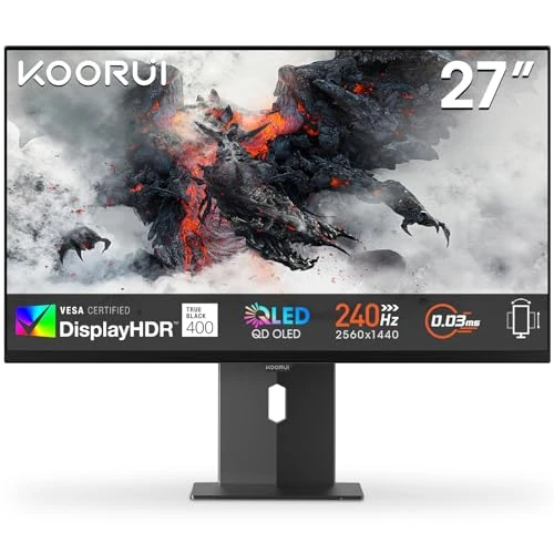 Oferta limitada: KOORUI S2721XO Monitor QD-OLED 27", 0.03ms, 240Hz, Pantalla antirreflejos de Alta dinámica (QHD 2560x1440, 1500000:1, Display HDR400, HDMI 2.1, DP 1.4, Adaptive Sync, Altura Ajustable, Giratorio de 659.99 € a 379.99 € (ahorro 42%)
