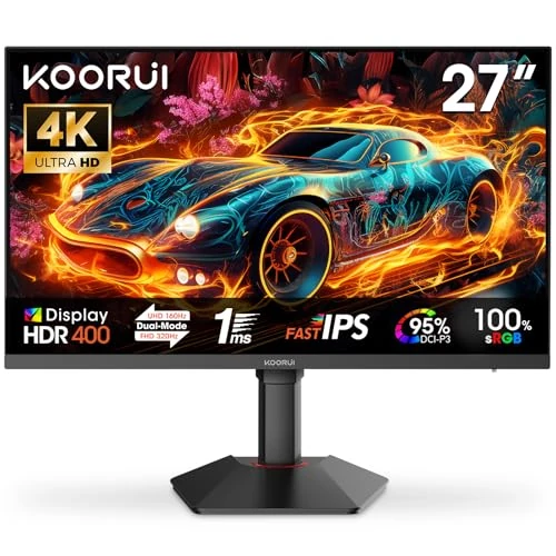 KOORUI G2741L 27 Inch Gaming Screen PC, 4K UHD, 160Hz/320Hz, HDR400, IPS, 1ms, Adaptive Sync, Adjustable