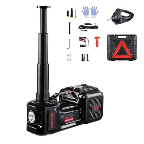 Offerta a tempo: VEVOR Cric Elettrico per Auto da 5 T Cric Elettrico a Forbice con Gonfiatore Integrato, Sostituzione Pneumatici 12 V con Chiave a Percussione Elettrica e Luce LED, Kit Cric Portatile per Berlina, SUV - 0.00% da 100.90 € a 100.90 €