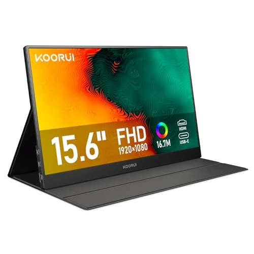 Offerta a tempo: KOORUI Monitor Portatile, 15.6”Schermo FHD IPS HDMI USB Type C, Altoparlanti Incorporati per PC, Laptop, Xbox,Mac, PS 3/4/5-E1511A - 0.00% da 69.99 € a 69.99 €