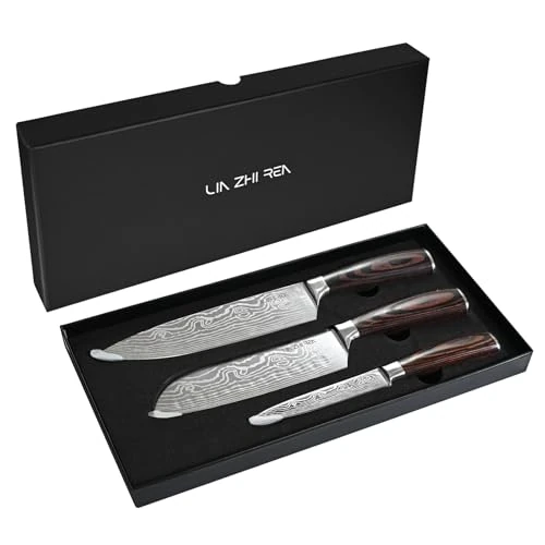 Offerta a tempo: LIN ZHI REN Set di coltelli da cucina, coltelli da cucina in acciaio inox ad alto tenore di carbonio, set di coltelli da chef in 3 pezzi con impugnatura ergonomica, coltelli da cucina vengono - 60% da 49.99 € a 19.99 €