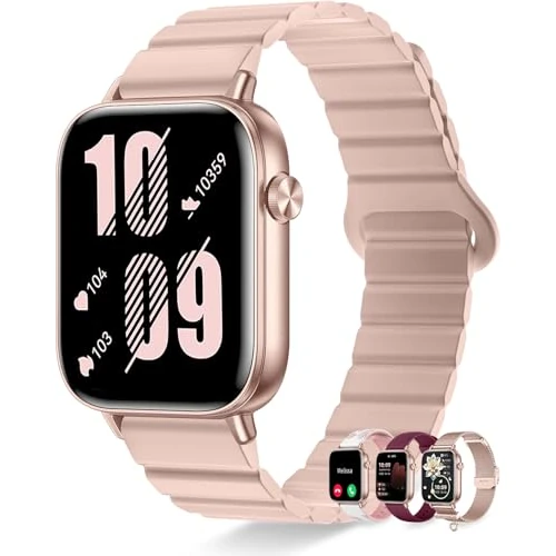 Offre limitee: Montre Connectée Femme avec Appel Bluetooth 1.83" Smartwatch 4 Bracelets Notification Podomètre Sommeil Cardiofrequencemetre Oxymetre Cycle Menstruel 110+ Sportifs Montre Sport pour Android iOS Rose de 49.99 EUR a 39.99 EUR (economie 20%)