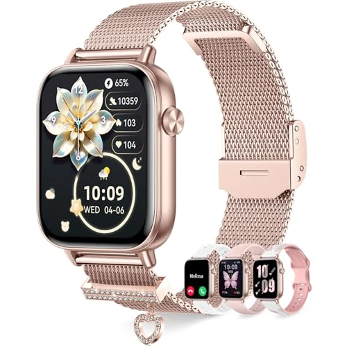 Offre limitee: Montre Connectée Femme avec Appel Bluetooth 4 Bracelets 1.83" HD Smartwatch Femme avec Fréquence Cardiaque Sommeil Féminine 110+ Modes Sportifs Podomètre Tracker d'activité pour Android iOS, Or rose de 49.99 EUR a 39.99 EUR (economie 20%)