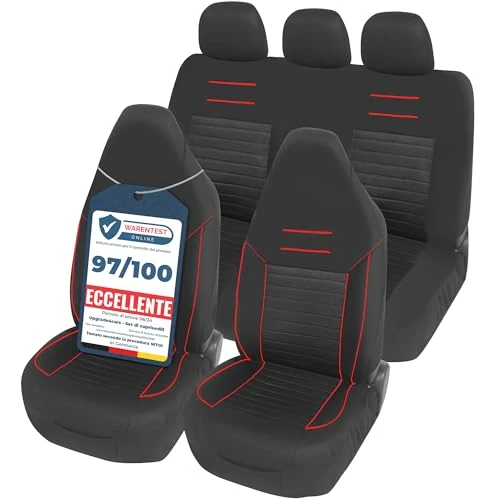 Upgrade4cars Car Seat Cover Set for Pilot Seats, Car Seat Cover Complete Set in Red, Car Seat Covers Universal with Integrated Headrest, Car Accessories, Interior Decoration