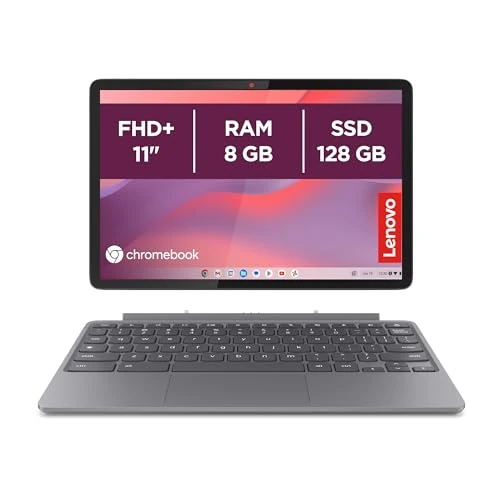 Lenovo Duet Chromebook 27,9 cm (11 Zoll) FHD+ (1920 x 1200), MediaTek Kompanio 838, 8 GB RAM, 128 GB Speicher, Touchscreen, Chrome OS, Folio-Ständer und Tastatur im Lieferumfang enthalten, Luna Grey