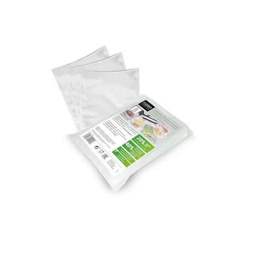 Offerta a tempo: Caso Linea 4 Stelle Sacchetti Sottovuoto Goffrati per Alimenti, 60 Buste 16x23 cm per Tutti i Tipi di Macchine sottovuoto, Molto Resistenti e Anti-Strappo, Sous Vide, 150 µm, Senza BPA - 0.00% da 9.00 € a 9.00 €