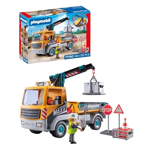 Offerta a tempo: PLAYMOBIL | Action Heroes | Camion da Cantiere con Gru | Giocattolo da Costruzione per Bambini | Set da Cantiere | Giocattolo per Bambini dai 4 Anni | 71750 - 40% da 39.99 € a 24.19 €