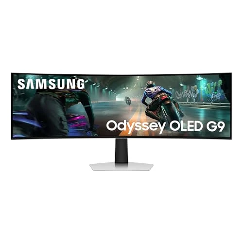 Beperkte aanbieding: Samsung Monitor Gaming Odyssey OLED G9 (S49DG912), Curvo (1800R), 49 inch, 5120x1440 (DQHD), 32:9, HDR10+, QD-OLED, 144Hz, 0,03ms (GtG), G-Sync-compatibiliteit, HDMI 2.1, Micro HDMI, DP, audio-ingang van 987.00 EUR naar 987.00 EUR (besparing 0%)