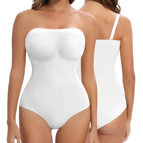 Offerta a tempo: Lenashape Shapewear senza spalline per le donne, body triangolare per controllo della pancia, canotta modellante senza cuciture, bianco, X-Large - 0.00% da 25.29 € a 25.29 €